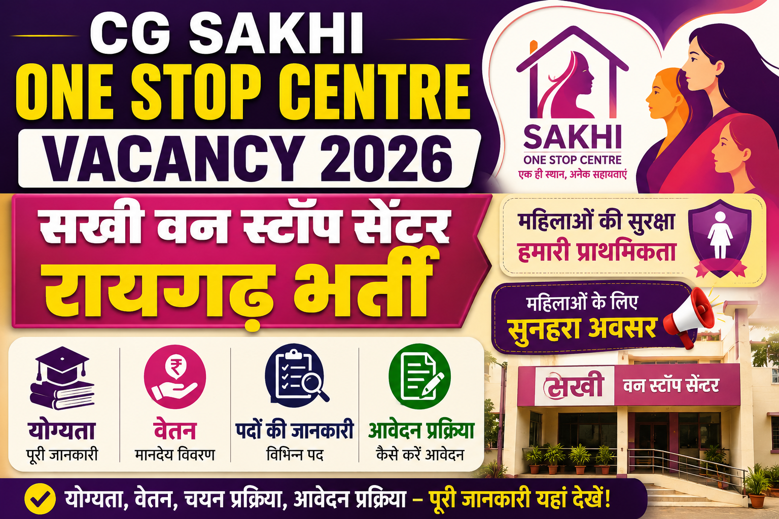CG Sakhi One Stop Centre Vacancy 2026: महिला एवं बाल विकास विभाग में केस वर्कर पदों पर भर्ती, जानें पूरी जानकारी