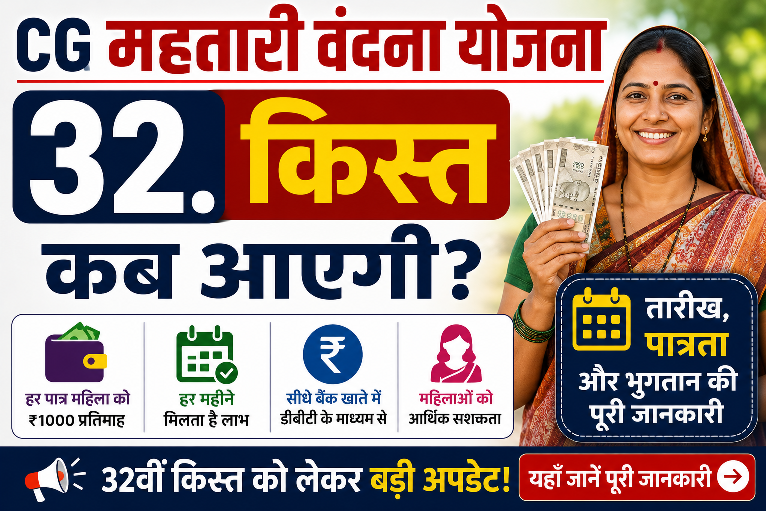CG Mahtari Vandan Yojana 32 Kist Kab Aayegi 2026