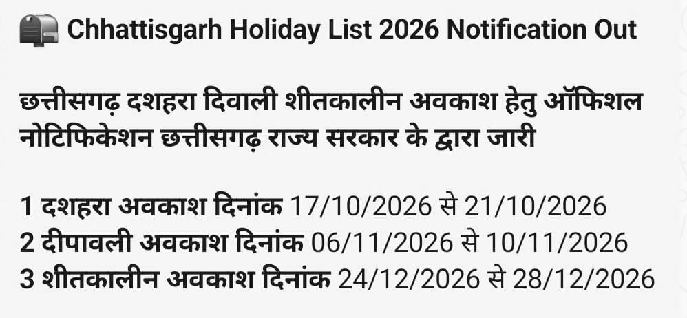 Chhattisgarh Holiday List 2026